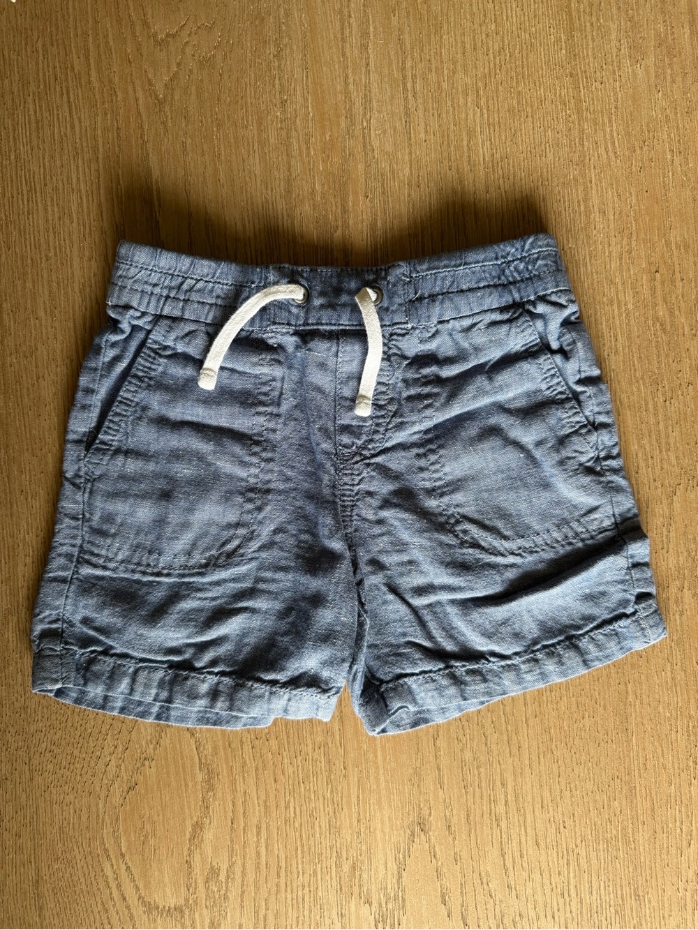 Janie and Jack Boys Sz 4 Light Blue Chambray Drawstring Shorts